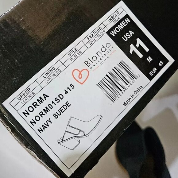 Blondo Norma Mule (Women) Slip On Waterproof Navy Blue Suede Bootie 11M - Picture 10 of 10